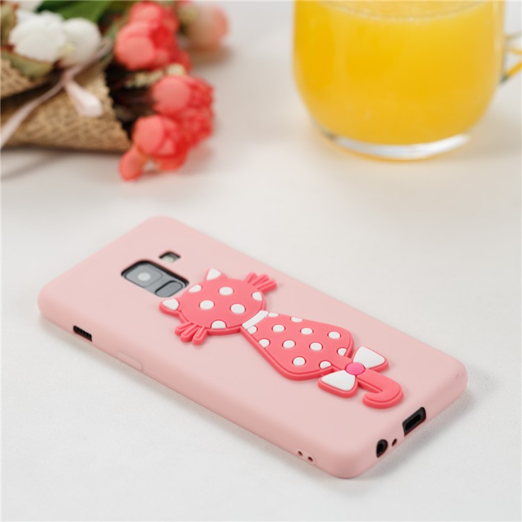 Cute 3D Cat TPU Soft Phone Shell for Samsung Galaxy A8 (2018) - Pink-4