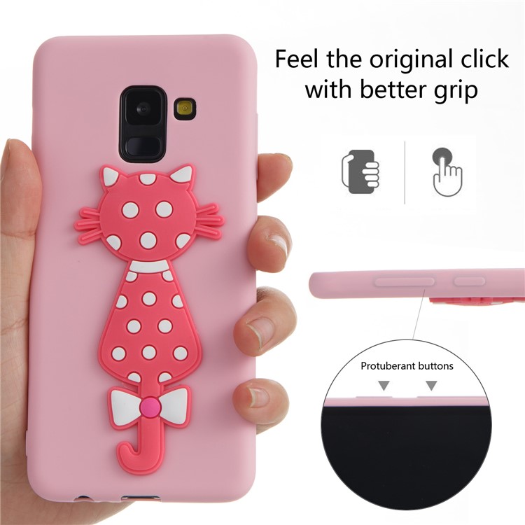 Cute 3D Cat TPU Soft Phone Shell for Samsung Galaxy A8 (2018) - Pink-6