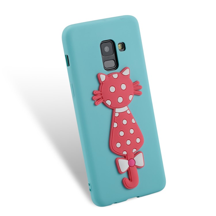 Cute 3D Cat TPU Soft Phone Accessory Case for Samsung Galaxy A8 (2018) - Baby Blue-3