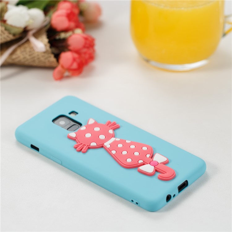 Cute 3D Cat TPU Soft Phone Accessory Case for Samsung Galaxy A8 (2018) - Baby Blue-4