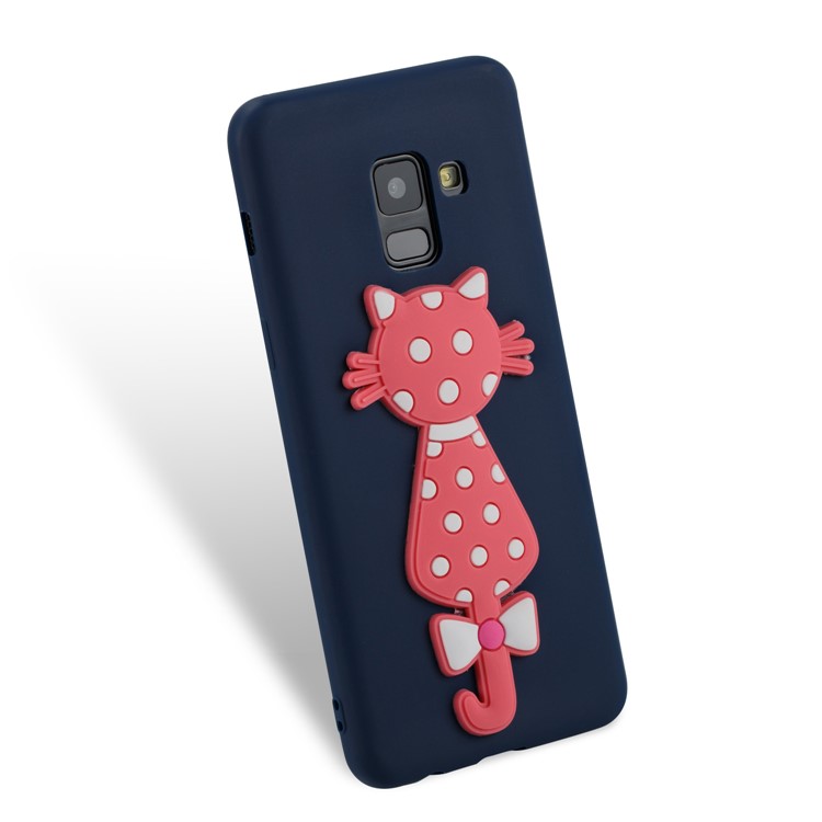 Cute 3D Cat TPU Soft Cellphone Case for Samsung Galaxy A8 (2018) - Dark Blue-4