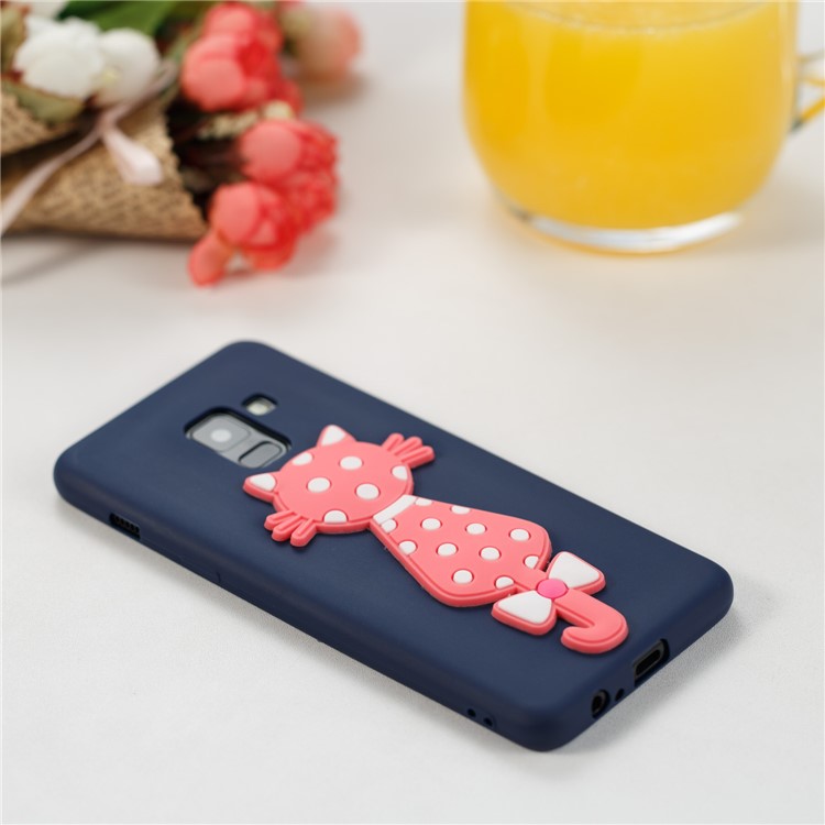 Cute 3D Cat TPU Soft Cellphone Case for Samsung Galaxy A8 (2018) - Dark Blue-5