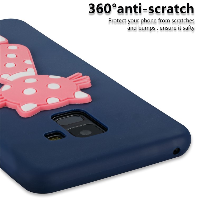 Cute 3D Cat TPU Soft Cellphone Case for Samsung Galaxy A8 (2018) - Dark Blue-6