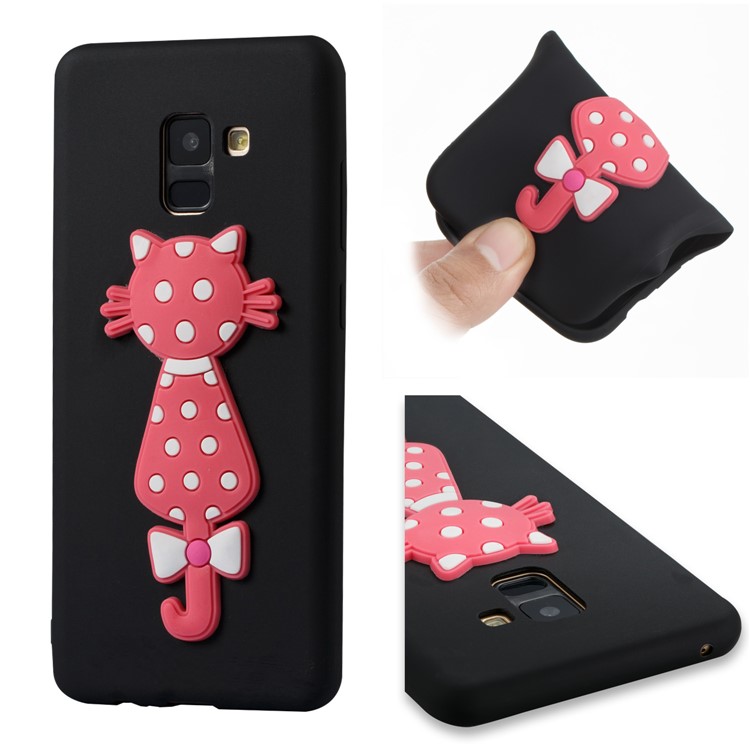 Cute 3D Cat TPU Soft Phone Shell for Samsung Galaxy A8 Plus (2018)- Black-1