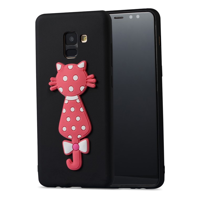 Cute 3D Cat TPU Soft Phone Shell for Samsung Galaxy A8 Plus (2018)- Black-2
