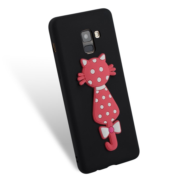 Cute 3D Cat TPU Soft Phone Shell for Samsung Galaxy A8 Plus (2018)- Black-3