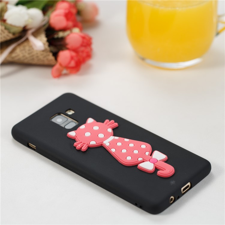 Cute 3D Cat TPU Soft Phone Shell for Samsung Galaxy A8 Plus (2018)- Black-4