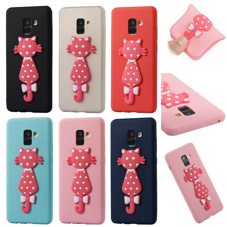 Cute 3D Cat TPU Soft Phone Shell for Samsung Galaxy A8 Plus (2018)- Black-7