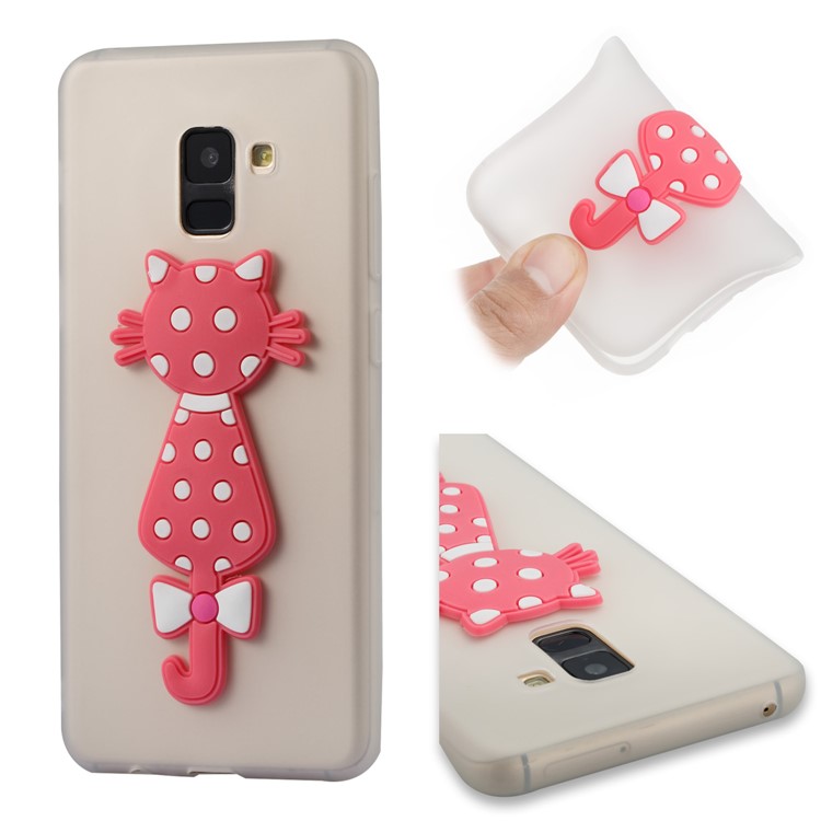 Cute 3D Cat TPU Soft Phone Case for Samsung Galaxy A8 Plus (2018)- White-1