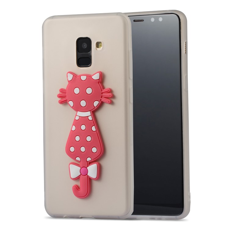 Cute 3D Cat TPU Soft Phone Case for Samsung Galaxy A8 Plus (2018)- White-2
