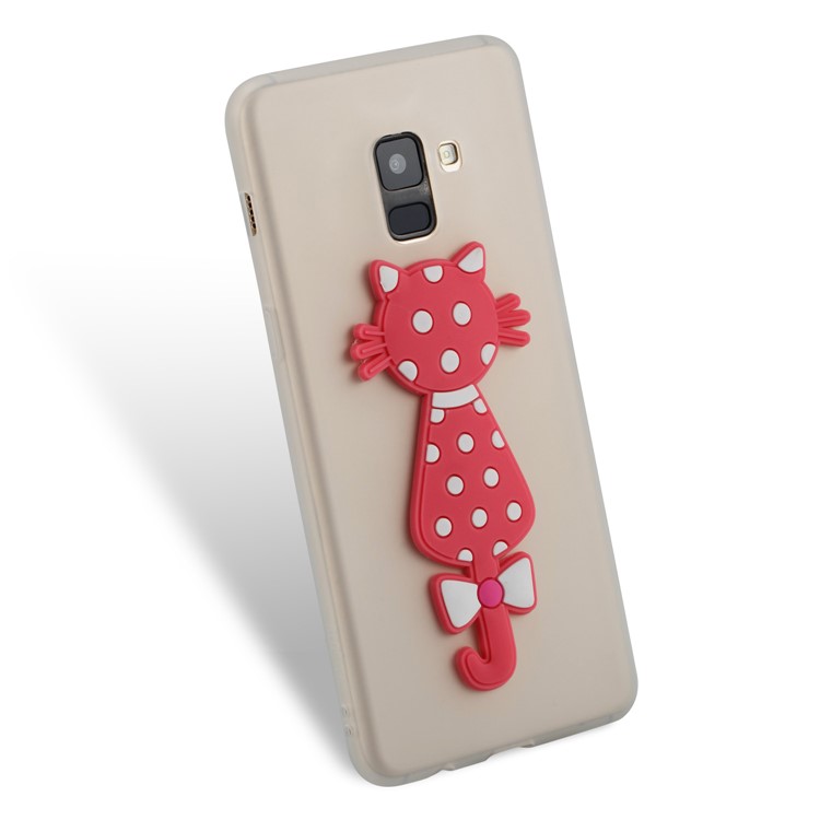 Cute 3D Cat TPU Soft Phone Case for Samsung Galaxy A8 Plus (2018)- White-3
