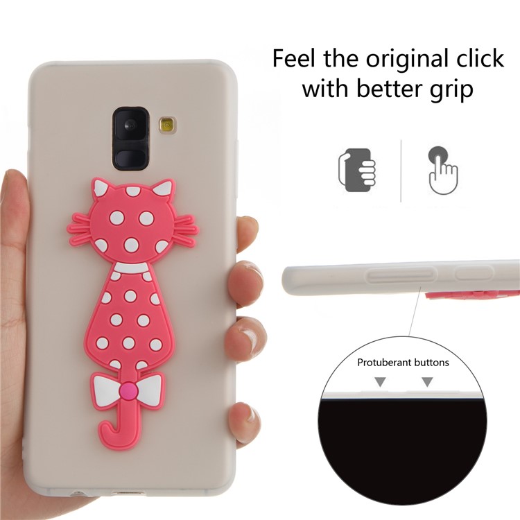 Cute 3D Cat TPU Soft Phone Case for Samsung Galaxy A8 Plus (2018)- White-6