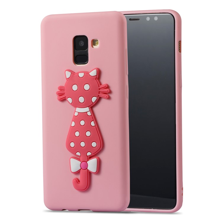 Cute 3D Cat TPU Soft Phone Casing for Samsung Galaxy A8 Plus (2018)- Pink-2