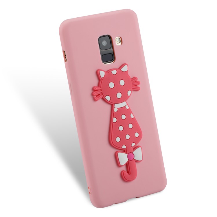 Cute 3D Cat TPU Soft Phone Casing for Samsung Galaxy A8 Plus (2018)- Pink-3
