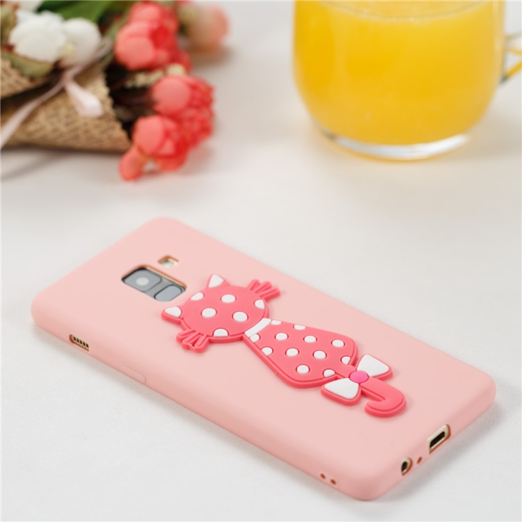 Cute 3D Cat TPU Soft Phone Casing for Samsung Galaxy A8 Plus (2018)- Pink-4