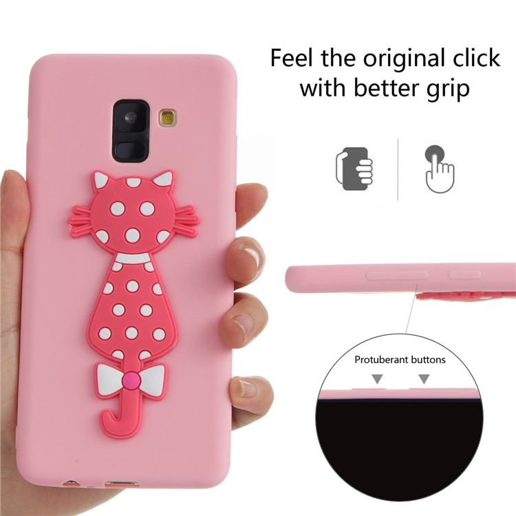 Cute 3D Cat TPU Soft Phone Casing for Samsung Galaxy A8 Plus (2018)- Pink-6