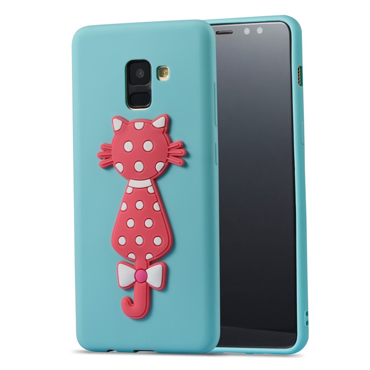 Cute 3D Cat TPU Soft Phone Accessory Shell for Samsung Galaxy A8 Plus (2018)- Baby Blue-2