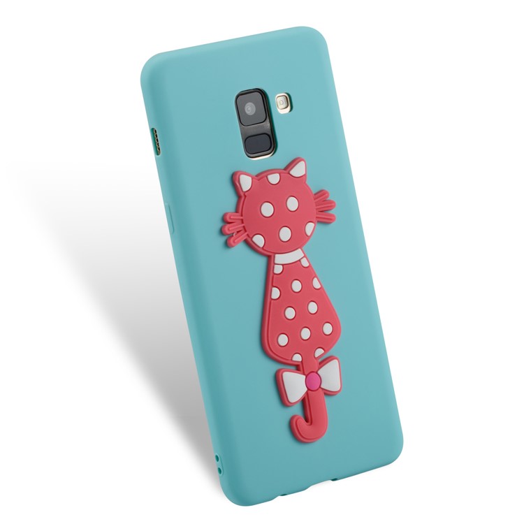 Cute 3D Cat TPU Soft Phone Accessory Shell for Samsung Galaxy A8 Plus (2018)- Baby Blue-3