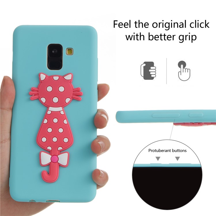 Cute 3D Cat TPU Soft Phone Accessory Shell for Samsung Galaxy A8 Plus (2018)- Baby Blue-6