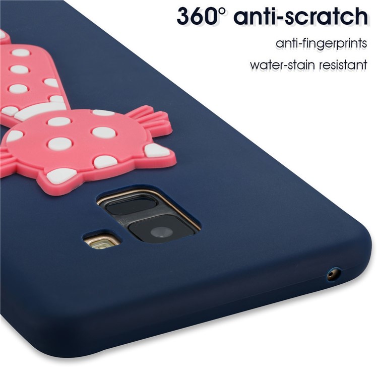 Cute 3D Cat TPU Soft Casing Shell for Samsung Galaxy A8 Plus (2018)- Dark Blue-4