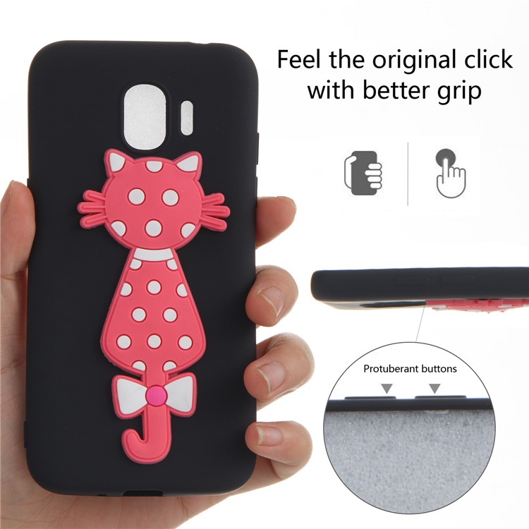 Cute 3D Cat TPU Soft Phone Shell Case for Samsung Galaxy J2 Pro 2018 - Black-6