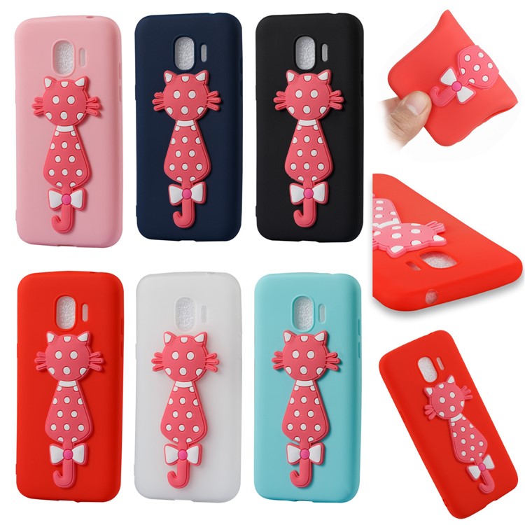 Cute 3D Cat TPU Soft Phone Shell Case for Samsung Galaxy J2 Pro 2018 - Black-7