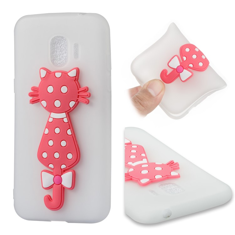 For Samsung Galaxy J2 Pro 2018 Cute 3D Cat TPU Soft Phone Cover - White-1