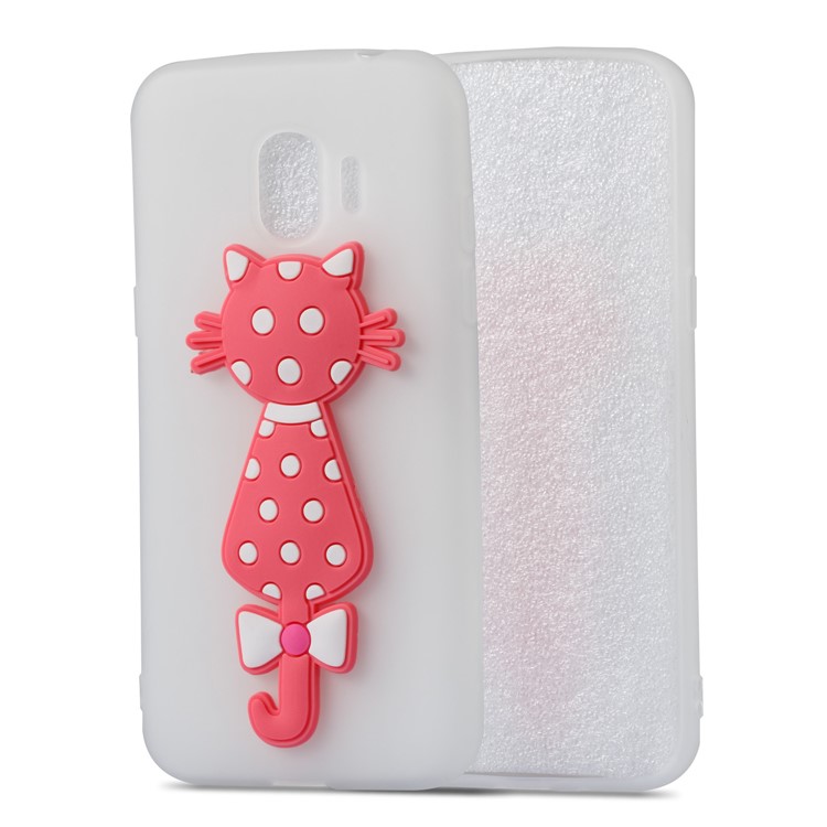 For Samsung Galaxy J2 Pro 2018 Cute 3D Cat TPU Soft Phone Cover - White-2
