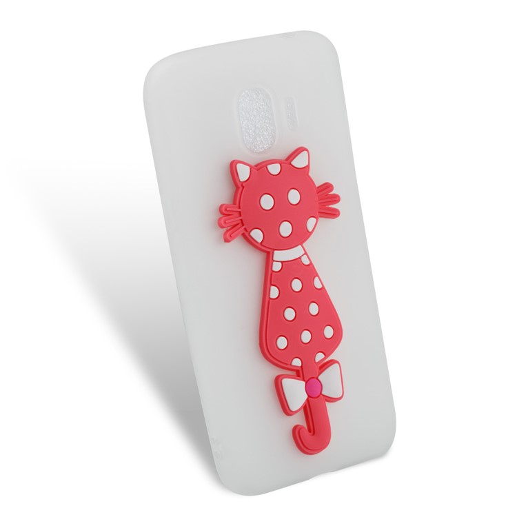 For Samsung Galaxy J2 Pro 2018 Cute 3D Cat TPU Soft Phone Cover - White-3