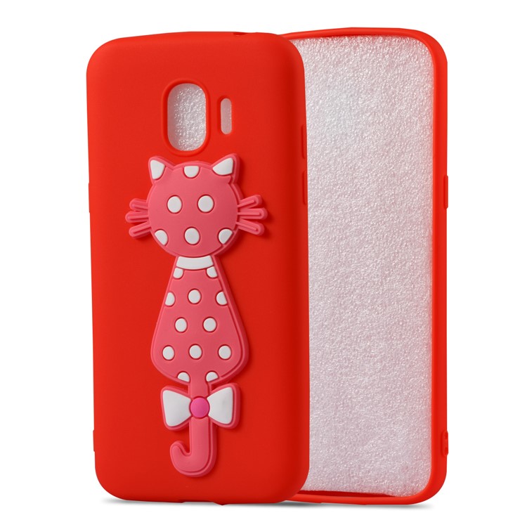 For Samsung Galaxy J2 Pro 2018 Cute 3D Cat TPU Soft Mobile Phone Case - Red-2