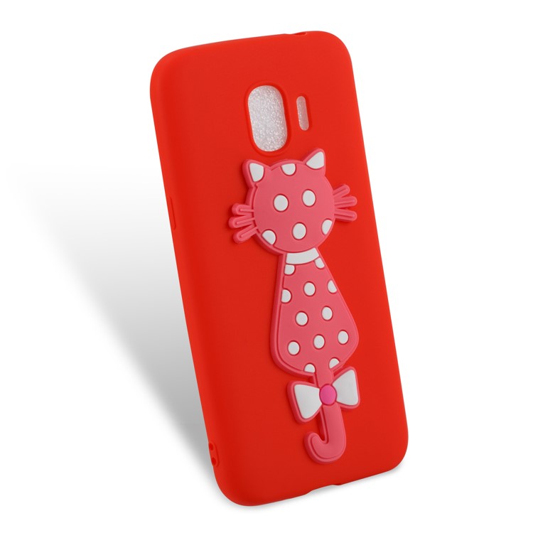 For Samsung Galaxy J2 Pro 2018 Cute 3D Cat TPU Soft Mobile Phone Case - Red-3
