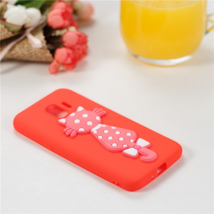 For Samsung Galaxy J2 Pro 2018 Cute 3D Cat TPU Soft Mobile Phone Case - Red-4