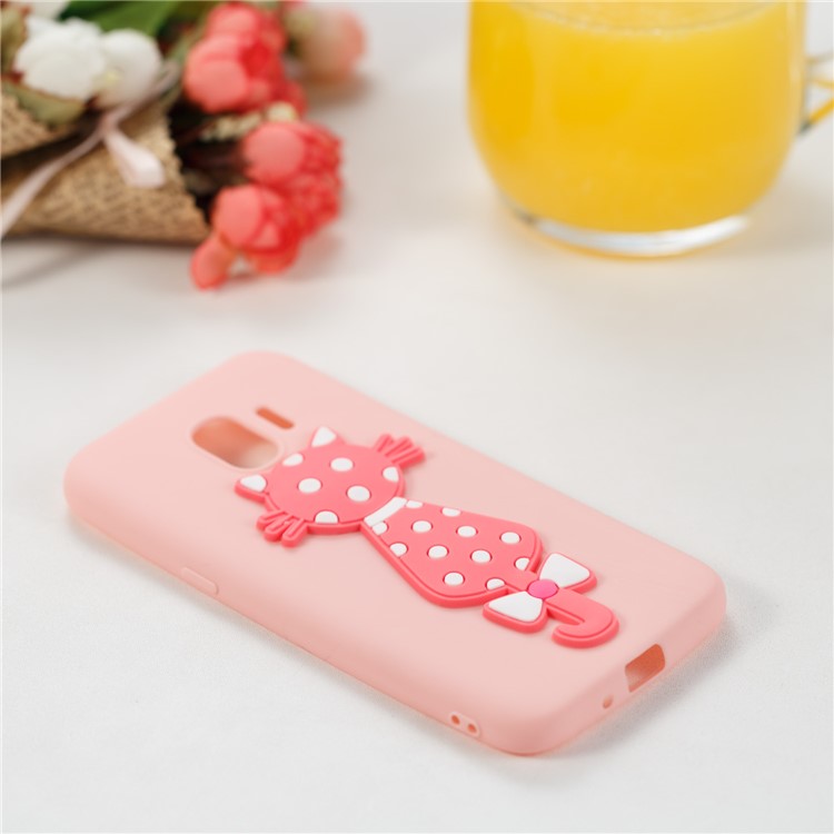 For Samsung Galaxy J2 Pro 2018 Cute 3D Cat TPU Flexible Phone Cover Accessory - Pink-4