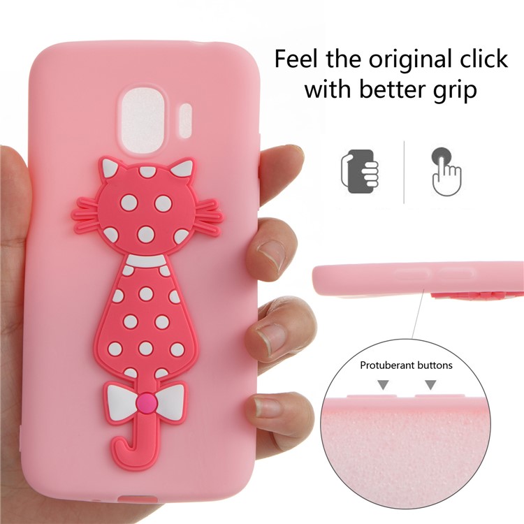 For Samsung Galaxy J2 Pro 2018 Cute 3D Cat TPU Flexible Phone Cover Accessory - Pink-6