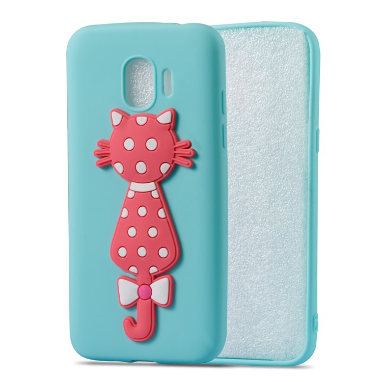 For Samsung Galaxy J2 Pro 2018 Cute 3D Cat TPU Soft Phone Protection Back Cover Case - Cyan-2