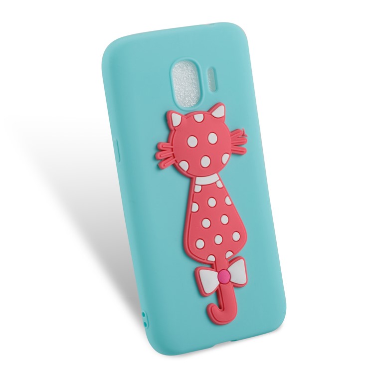 For Samsung Galaxy J2 Pro 2018 Cute 3D Cat TPU Soft Phone Protection Back Cover Case - Cyan-3