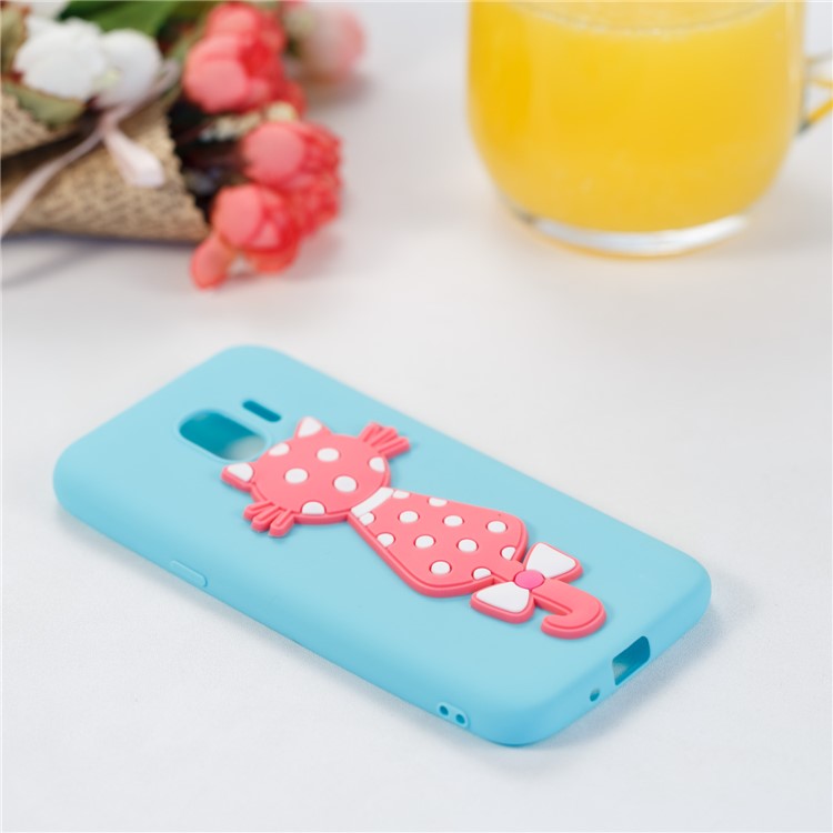 For Samsung Galaxy J2 Pro 2018 Cute 3D Cat TPU Soft Phone Protection Back Cover Case - Cyan-4