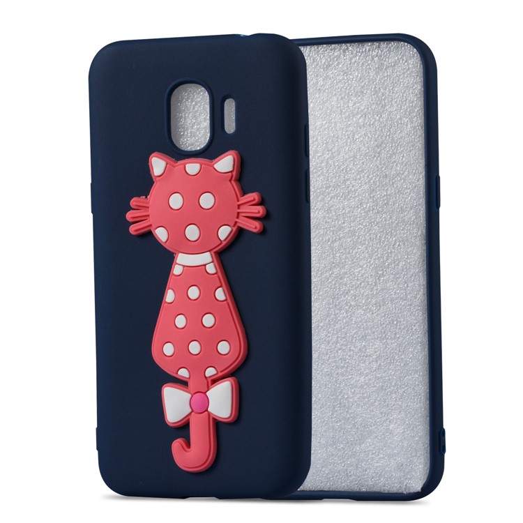 For Samsung Galaxy J2 Pro 2018 Cute 3D Cat TPU Flexible Back Casing - Dark Blue-2