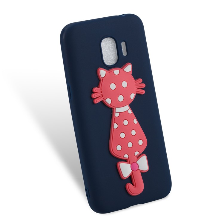 For Samsung Galaxy J2 Pro 2018 Cute 3D Cat TPU Flexible Back Casing - Dark Blue-3