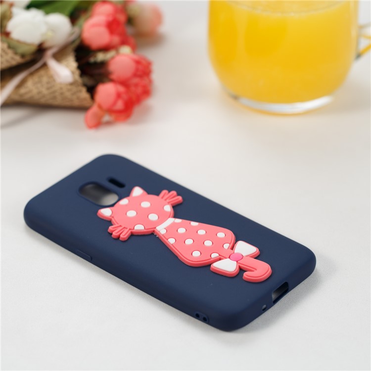 For Samsung Galaxy J2 Pro 2018 Cute 3D Cat TPU Flexible Back Casing - Dark Blue-4