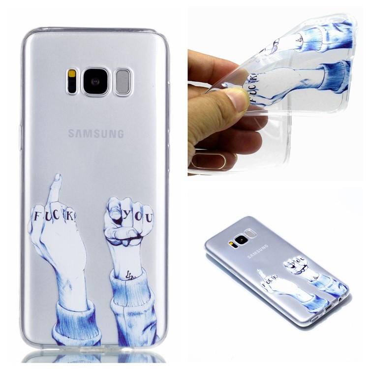 Pattern Printing Soft TPU Mobile Phone Case for Samsung Galaxy S8 SM-G950 - Gesture and Words-1