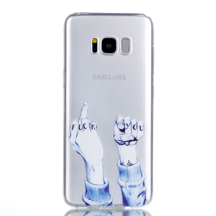 Pattern Printing Soft TPU Mobile Phone Case for Samsung Galaxy S8 SM-G950 - Gesture and Words-2