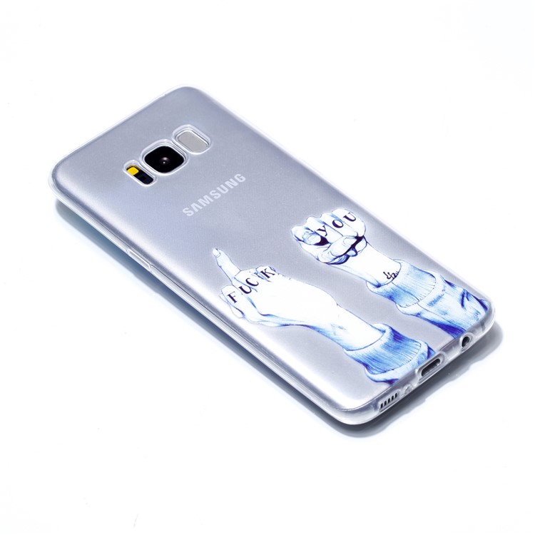 Pattern Printing Soft TPU Mobile Phone Case for Samsung Galaxy S8 SM-G950 - Gesture and Words-3
