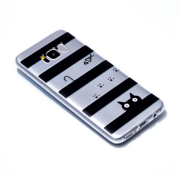 Pattern Printing Soft TPU Protection Phone Casing for Samsung Galaxy S8 SM-G950 - Stripes and Cat-3