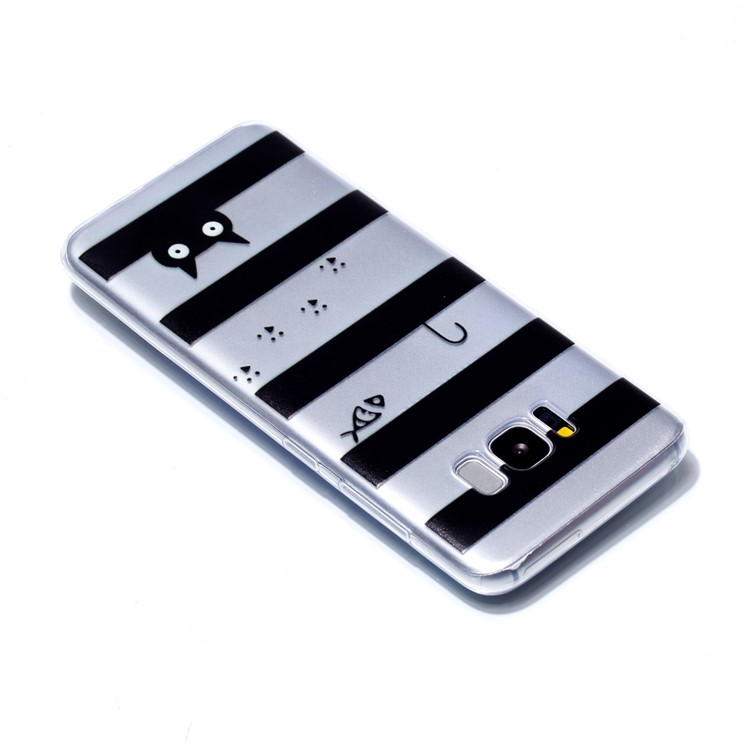 Pattern Printing Soft TPU Protection Phone Casing for Samsung Galaxy S8 SM-G950 - Stripes and Cat-4