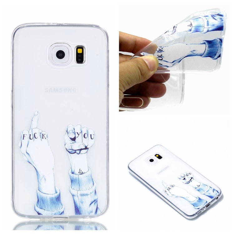 Pattern Printing TPU Phone Cover for Samsung Galaxy S6 SM-G9200 - Gesture and Words-1
