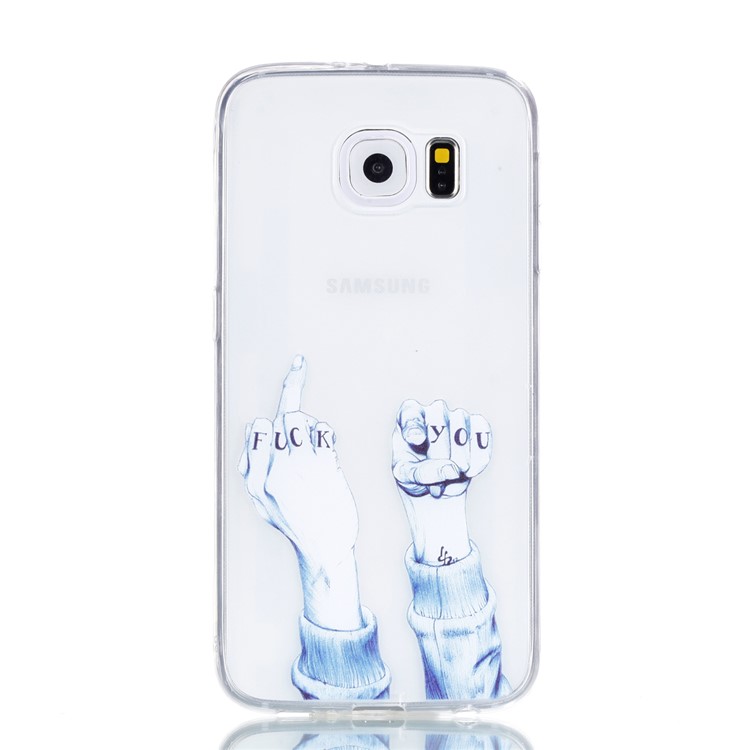 Pattern Printing TPU Phone Cover for Samsung Galaxy S6 SM-G9200 - Gesture and Words-2
