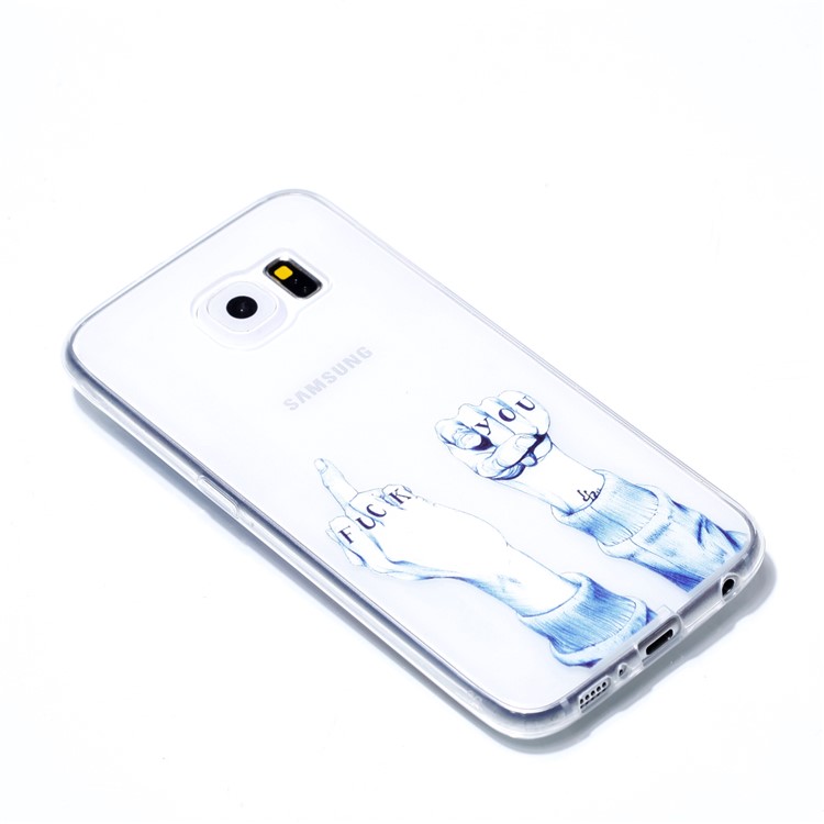 Pattern Printing TPU Phone Cover for Samsung Galaxy S6 SM-G9200 - Gesture and Words-3