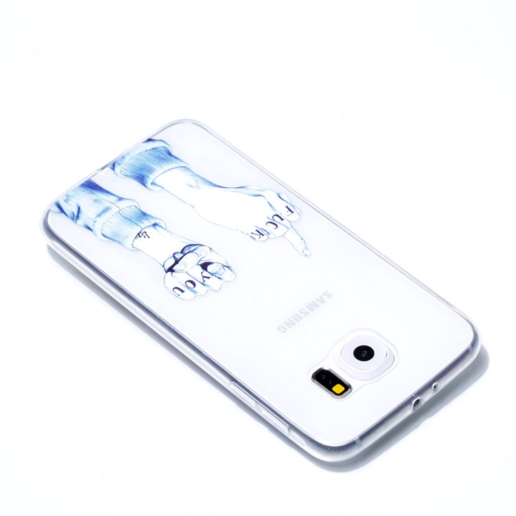 Pattern Printing TPU Phone Cover for Samsung Galaxy S6 SM-G9200 - Gesture and Words-4