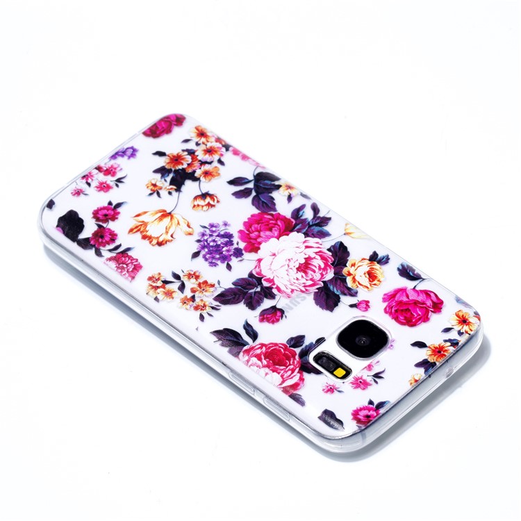 Pattern Printing TPU Protection Back Case for Samsung Galaxy S7 SM-G930 - Beautiful Flowers-4